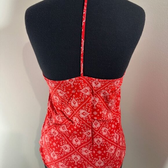 Red Bandana Sleeveless T Strap Back Tank    8303 - Picture 2 of 7